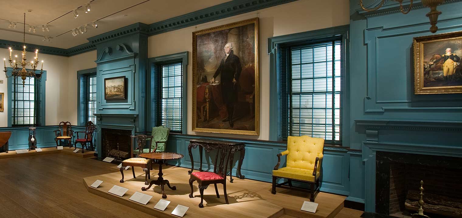 View of furniture on display in the Alexandria Ballroom at The Met
