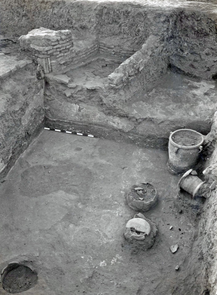Black and white photograph of the Tepe Site excavation site