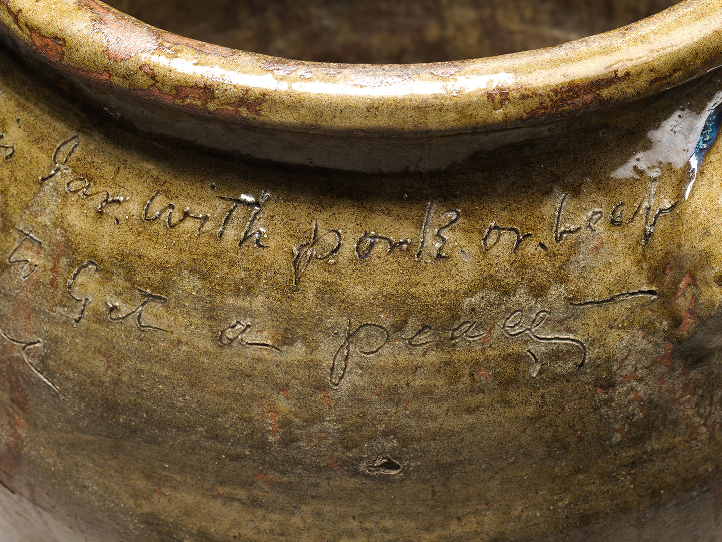Detail of a jar made by the enslaved potter Dave (later known as David Drake).