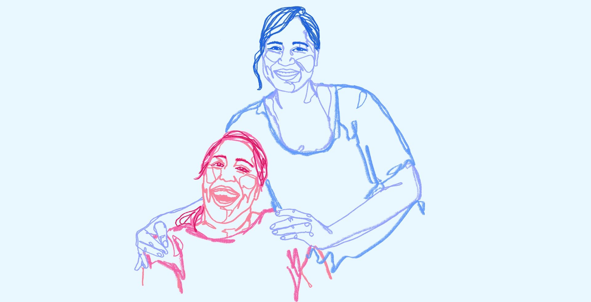 Illustrated portrait of Lakshmee and Annie Lachhman-Persad