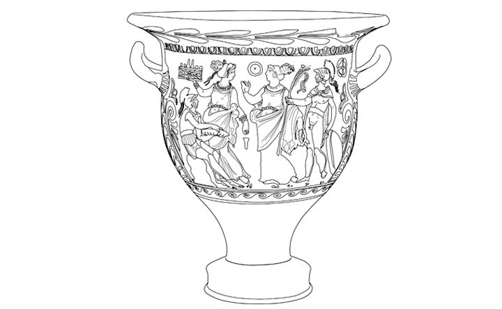 Line drawing of a Greek vase.