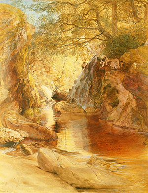 A Cascade in Shadow, Drawn on the Spot, near the Junction of the Machno and Conwy, North Wales