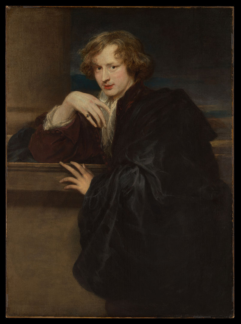 Portrait of a man with long hair and black robes
