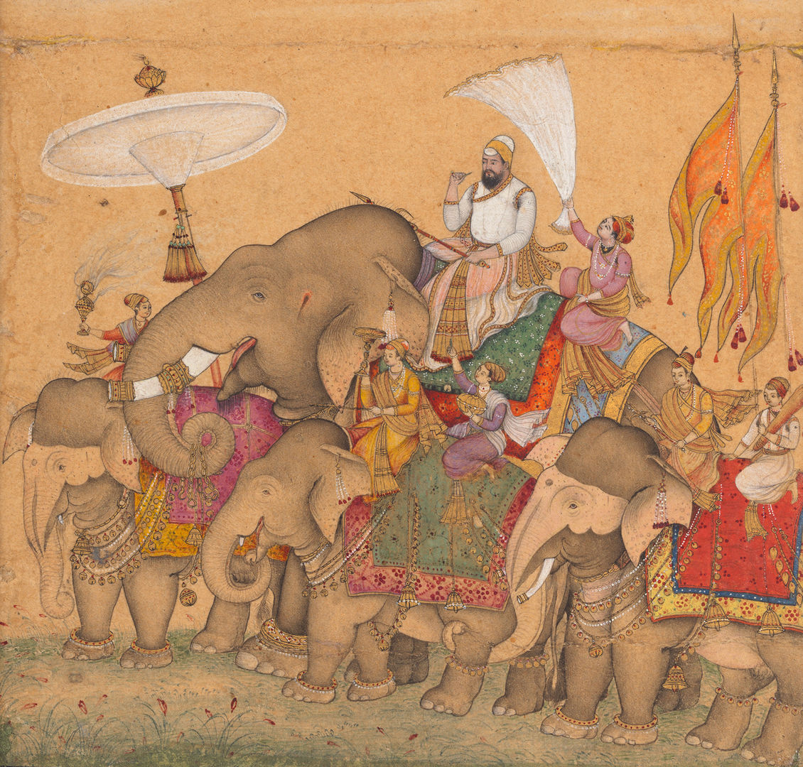 Painting of elephants in a royal procession