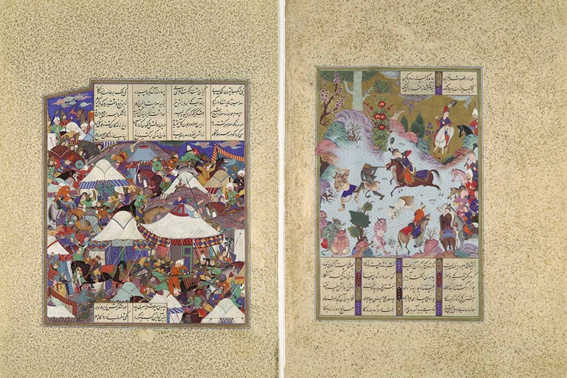 Two folios from the Shahnama of Shah Tahmasp